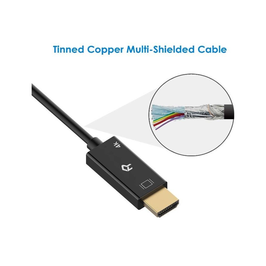Rankie Câble DisplayPort vers HDMI, Résolution 4K, 3 m