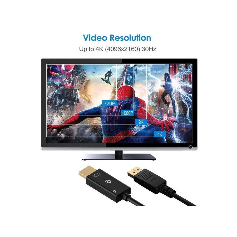 Rankie Câble DisplayPort vers HDMI, Résolution 4K, 3 m