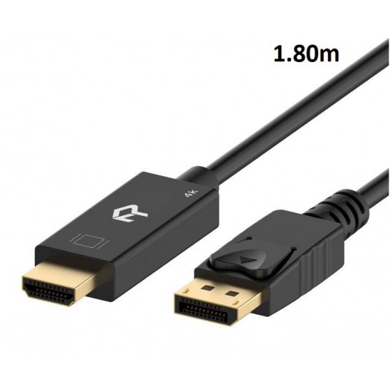 Rankie Câble DisplayPort vers HDMI, Résolution 4K, 1.80 m
