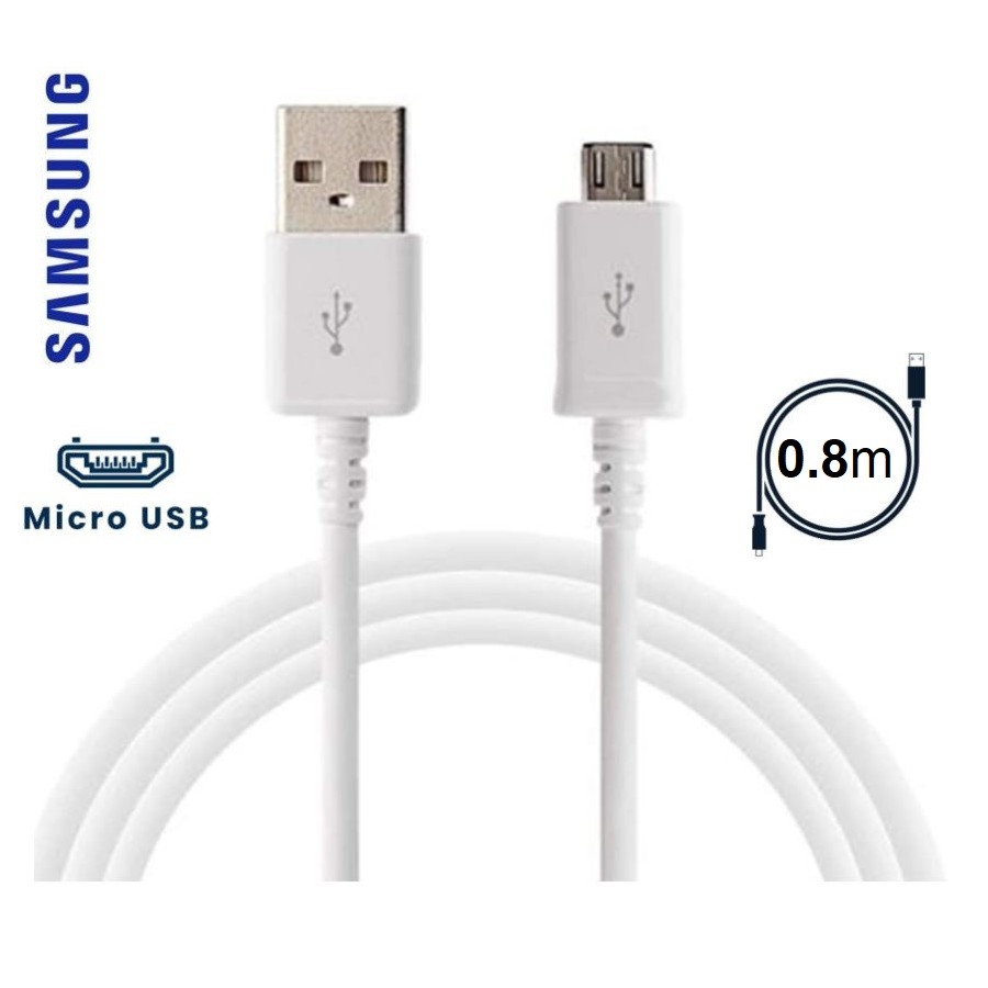 Câble Samsung Micro-USB ECB-DU68WE 0.8M. Blanc